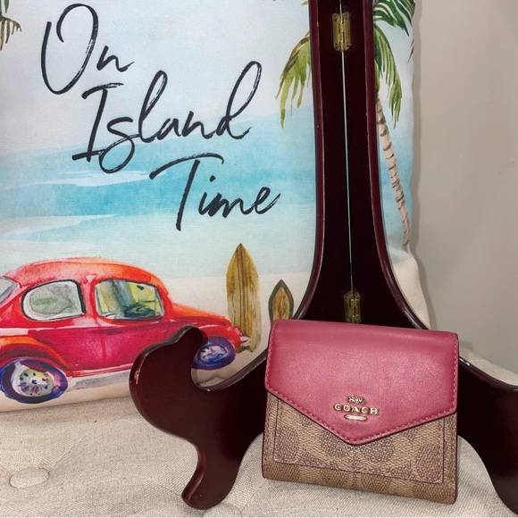 Coach Bags Coach Nwot Burgundybrown Signature Canvas Wallet